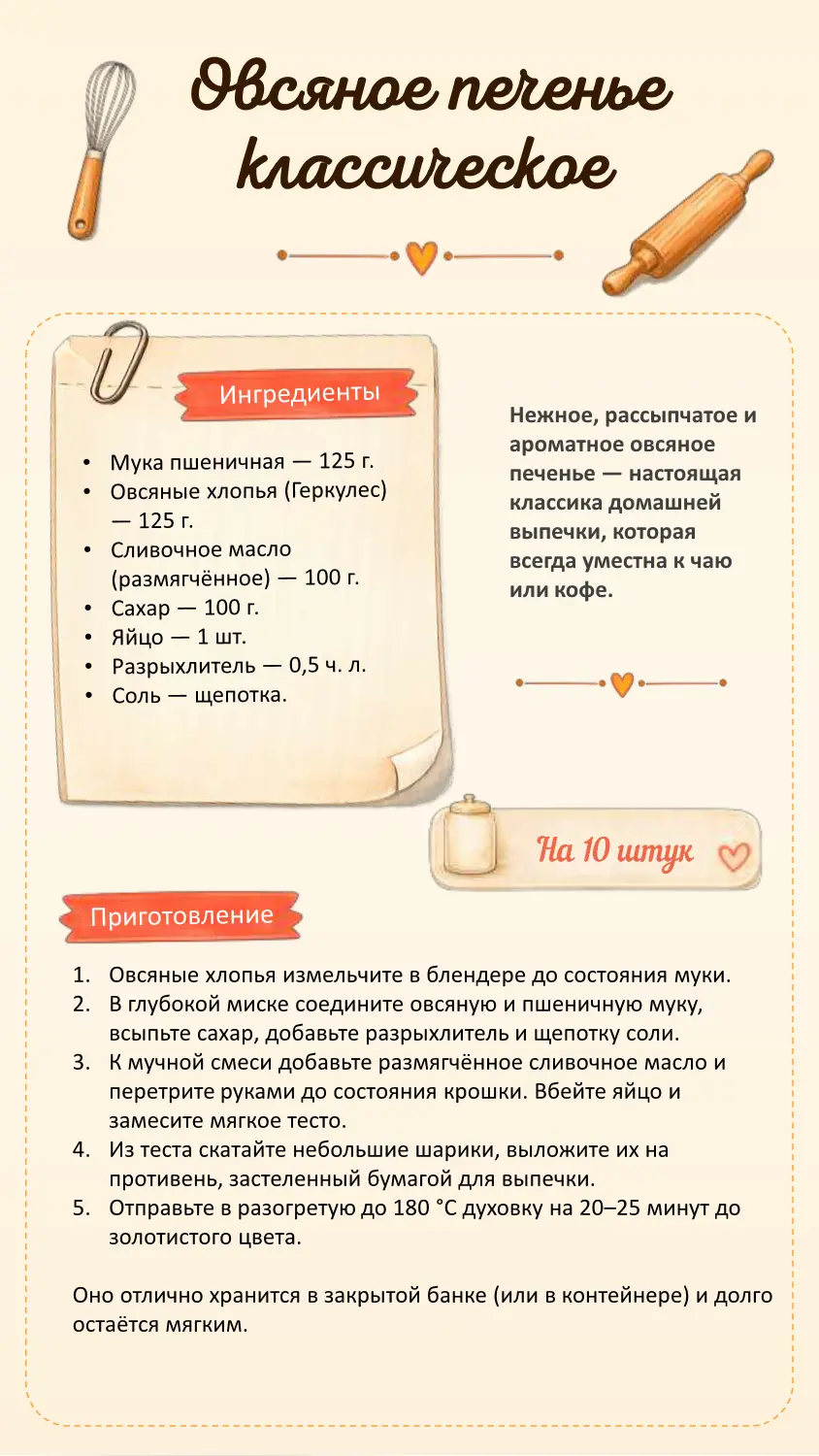 Классическое овсяное печенье: простой рецепт домашней выпечки